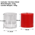 Transparent acrylic cylinder candle mold with 10cm red wax specimen for DIY - Cylinder 10x10cm