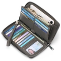 Gray RFID blocking long PU leather wallet with multiple card slots and phone pocket - Black and Gray