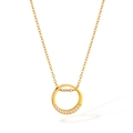 Collar de acero de titanio dorado de estilo francés con colgante de círculo de circonio - Dorado