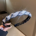 Sparkling rhinestones twisted headband with black base for elegant hair styling - Black Silver Twist