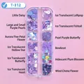 12-grid mermaid purple butterfly nail art sequins and pearl set in a clear box T-312 - T-312 (Icy Charming Purple)