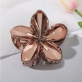 Elegante pinza per capelli in metallo oro rosa a forma di fiore con finitura lucida - 8cm / Oro rosa