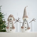 Christmas plush snowman figurines set with knitted hats and scarves for festive table decor - A410 Snowman Set