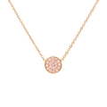 Roségoldene Edelstahlhalskette mit rundem Anhänger und rosa Pavé-Kristallen besetzt - Oktober Rosa - Gold