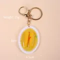Portachiavi realistico con ciotola di mais, chiusura a moschettone, 6cm x 4,5cm, 19g - Piatto Ovale - Mais / Chiusura Dorata a Forma di 8