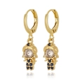 Chic gold earrings with clear and deep blue cubic zirconia in a unique human figure design - Figure Pendant