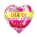 Striped heart foil balloon with Feliz Día de la Madre text for Mother's Day decor - 18 Inch Rose Yellow Stripe Heart Happy Mother's Day (TX017)