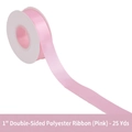 Pink double-sided polyester satin ribbon roll 2.5cm wide for gift wrapping and floral decor - Double-faced Polyester / 2.5cm Wide * 25 Yards / Pink