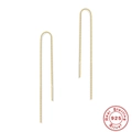 Eleganti orecchini lunghi a cuore in argento 925 con una raffinata finitura dorata - Filo per orecchie lungo a catena a scatola / Oro