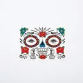 Halloween Totenkopf Gesichtstattoo Sticker mit roten Rosen und Tag der Toten Design FL-001 - Stil FL-001 (Einzelblatt)