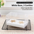Double-slot transparent PET cupcake box with white insert for two cakes - 2-Slot Standard Cake Box (10 Pcs)