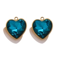 Pendentifs cœur dorés avec cristaux bleu mer facettés pour la création de bijoux DIY - Style D Bleu Paon