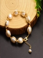Handcrafted wire-wrapped white freshwater pearl bracelet with 18k gold plating details - Handmade Wire Wrapped Freshwater Pearl Bracelet