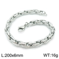 Bracelet en acier inoxydable argenté style industriel avec maillons ovales texturés - Chaîne tissée rhombique argentée (KB144926-Z) / Argenté