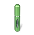 Green 5ml bottom-fill perfume atomizer bottle with window and metallic finish - Green