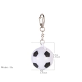Detailed view of soccer ball keychain with silver spring clasp and 4cm diameter size specs - Soccer/Football Style