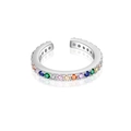 Minimalist S925 sterling silver ear cuff with colorful rainbow zircon stones - Platinum [Colorful Stones]