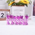 Pack of 6 purple striped candy Christmas tree ornaments in transparent display box - 6pcs/10cm Small Candy / Rose Red