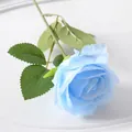 Single light blue artificial velvet rose stem for wedding and home decoration - 7cm / Sky Blue (Silk Cloth)