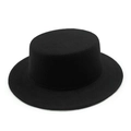 Cappello fedora classico in feltro di lana nero a tesa larga per uomo e donna - Nero