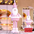 Muñeco de Papá Noel rosa telescópico con gorro de lentejuelas y patas ajustables - 58cm / Papá Noel Rosa Retráctil Pequeño