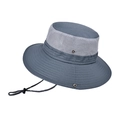 Outdoor sun hat in grey-blue with breathable mesh panels and adjustable chin strap - Dark Gray