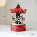 Resin Christmas carousel music box with golden accents and red holiday theme decor - Carousel Music Box Style A
