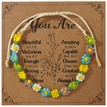 Handgemaakte kleurrijke kralenarmband met madeliefjes op vintage kaart - Met displaykaart / Beige Touw Veelkleurig Madeliefje