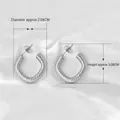 Silver twisted texture C-shape hoop earrings with 2.58cm diameter measurement - Silver Twisted (S4)