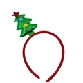 Christmas headband featuring a green glitter tree with red pom poms and gold accents - Crooked Christmas Tree