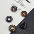 Five pieces of natural tiger eye stone spacer beads with glossy brown finish and banded texture - Tiger's Eye 1PC