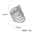 Detailweergave van zilveren golvende ring met afmetingen en gewichtsspecificaties - Zilver