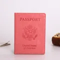 Pink faux leather passport cover featuring United States of America national emblem - Pink
