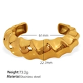 Bracciale a fascia ondulato dorato in acciaio inossidabile da 61mm di diametro e 22,7mm - Stile Texture Ondulata (SZ195G) / Oro