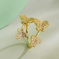18K gold plated butterfly open ring with sparkling white zircon stones for women - Butterfly Style (13282)
