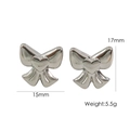 Silberne Schleifen-Ohrstecker aus Edelstahl, 14K vergoldet, 17mm hoch und 5,5g schwer - Silber 3D Schleife Ohrringe (YTE2401317-S)