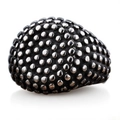 Anello vintage in acciaio inossidabile con trama a pois in finitura argento e nero - US 7 / Argento