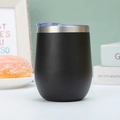 Matte black 12oz stainless steel wine tumbler with clear lid and double wall insulation - 12oz / Black