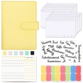 Yellow A6 PU leather budget binder set with clear zipper pockets and expense sheets - Macaron Yellow Set