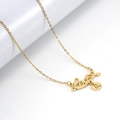 Collar de acero inoxidable dorado con colgante letra Leo y amuleto símbolo del zodiaco - Leo