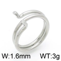 Anillo abierto minimalista de acero plateado doble capa ancho 1,6 mm peso 3g - Color Acero (KLJ3899-Z)