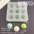 Vue macro d'un moule en silicone à 9 cavités en spirale avec dimensions pour pâtisserie - Moule Rond