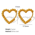 Orecchini a cuore in acciaio inossidabile dorato lucido da diciassette millimetri - Stile con Perline a Cuore (EH276) / Oro