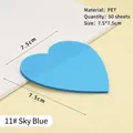 Himmelblaue herzförmige wasserdichte PET-Haftnotizen, Größe 7,5x7,5 cm, 50 Blatt pro Block - Himmelblaues Herz 50 Blatt
