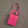 Hot pink EVA perforated crossbody bag with adjustable strap and hole design for women - Rose Red