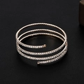 Elegant rose gold multi-layer crystal bridal bracelet with sparkling rhinestones decoration - 3 Rows / Gold