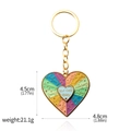 Portachiavi a cuore dorato con disco girevole arcobaleno per attività di cura personale - Ciondolo Spinner per la Cura di Sé a Cuore (K00777)