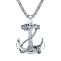 Polished silver anchor pendant necklace with rope texture on a sleek metal chain - Anchor with Rope