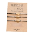 Three-piece friendship wish bracelets with gold knots on display card for women - Knot Card Bracelet Triple Piece (N00037B)