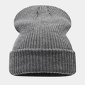 Detail showing high-quality medium gray ribbed knitting and warm thick texture of the beanie - 203# Light Heather Gray